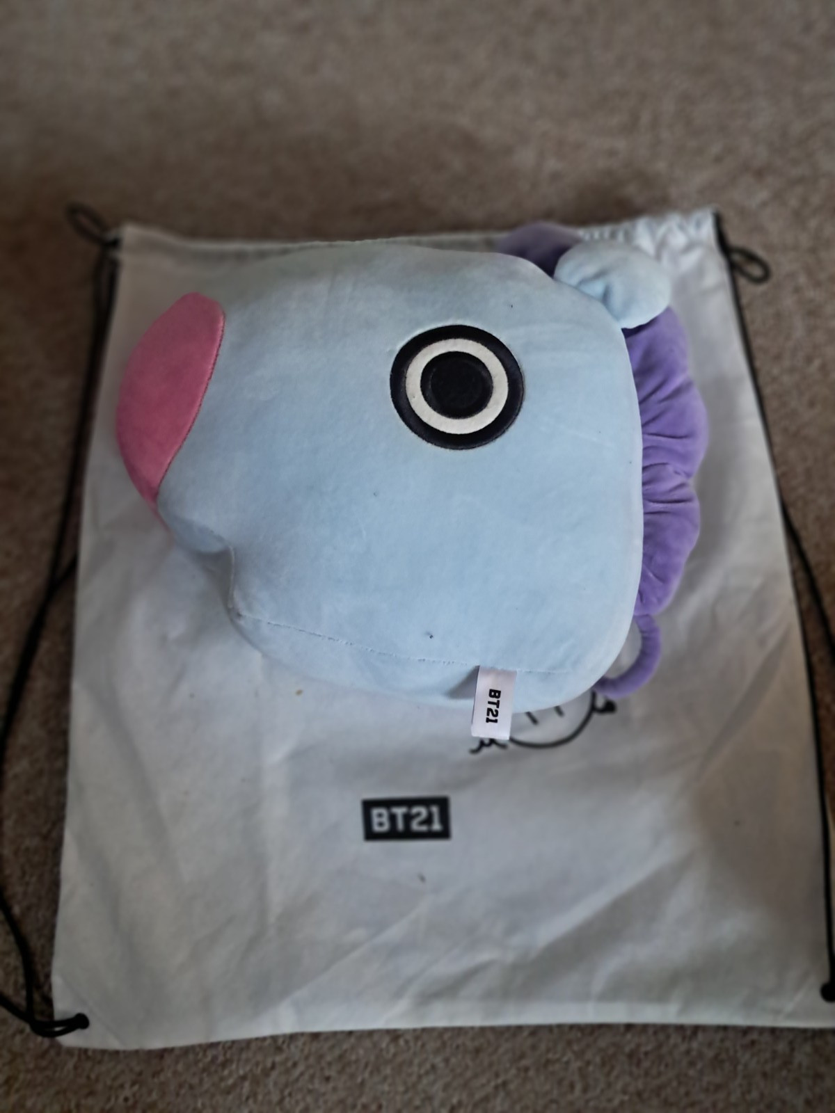 BT21 MANG COJÍN DE FELPA GRANDE CON BOLSA PELUCHE AURORA