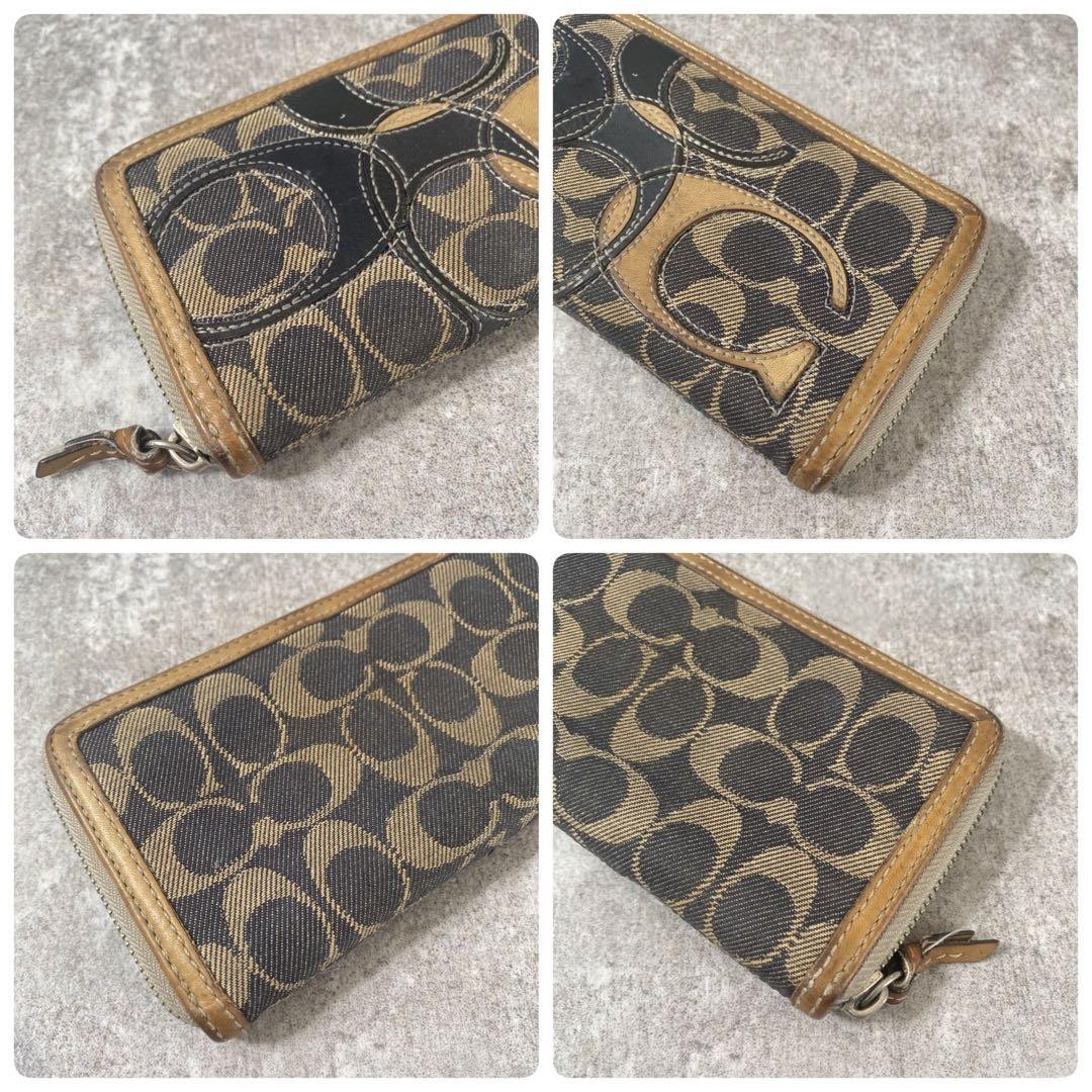 Rare COACH Patchwork Denim Zip Around Wallet - Gr… - image 11