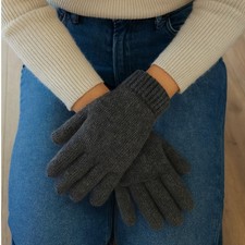 Michael Michael Kors Women's Dark Gray Knit Gloves Recycled Wool Blend NEW