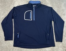 Peter Millar Crown Sport Men  s XXL Blue Forge Performance Long Sleeve 1/4 Zip