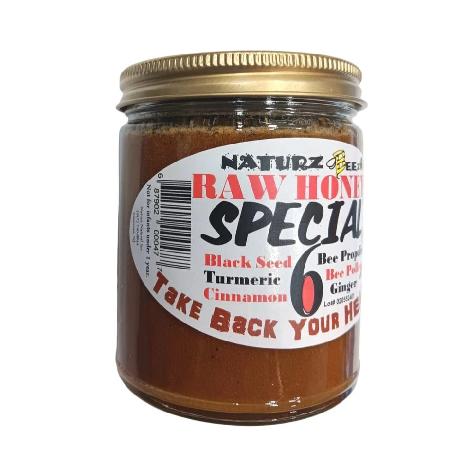RAW HONEY & GINGER-TURMERIC-CINNAMON-BLACK SEED-PROPOLIS-POLLEN 12oz BLACKSEED - Image 2 of 4