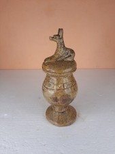 UNIQUE ANCIENT EGYPTIAN PHARAONIC Vase Stone of Anubis Jackal sculpture