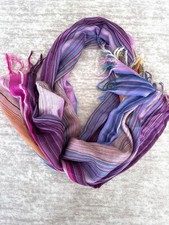 Purple Blue Stripe Boho Woven Artisan Rectangle Scarf