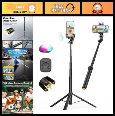 4-in-1 Smartphone Gimbal Stabilizer with AI Face Tracking, 360° Rotation & RGB L