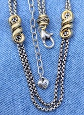 Brighton INTERLOK TWIST Silver  Gold Double Chain Necklace exc