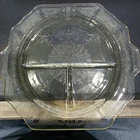 RARE VTG TOPAZ URANIUM Glass!! Princess Depression   Divided Grill Plate 10.25"