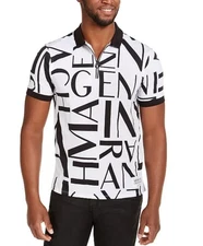 Armani Exchange Men's XS Allover Logo Signature 1/4 Zip Short Sleeve Shirt