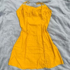 Cottagecore Milkmaid Midi Dress Mustard Yellow Linen Blend 1X