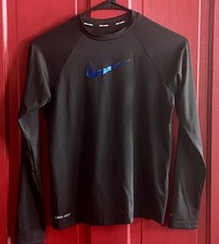 boys nike dri fit swim Size Large UPF 40 black long sleeve