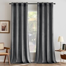 MIULEE Grey Velvet Curtains for Bedroom 2 Panel Set 54 Inch Drop Curtains