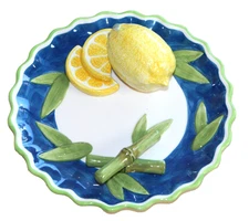 Elegant 3D Lemon Bamboo Trompe L'oeil Bella Casa Ganz Wall Display Plate-WRC