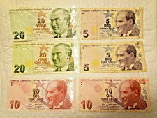 SET Turkey 5, 10 and 20 Lira Year 2009 Circulated Banknotes