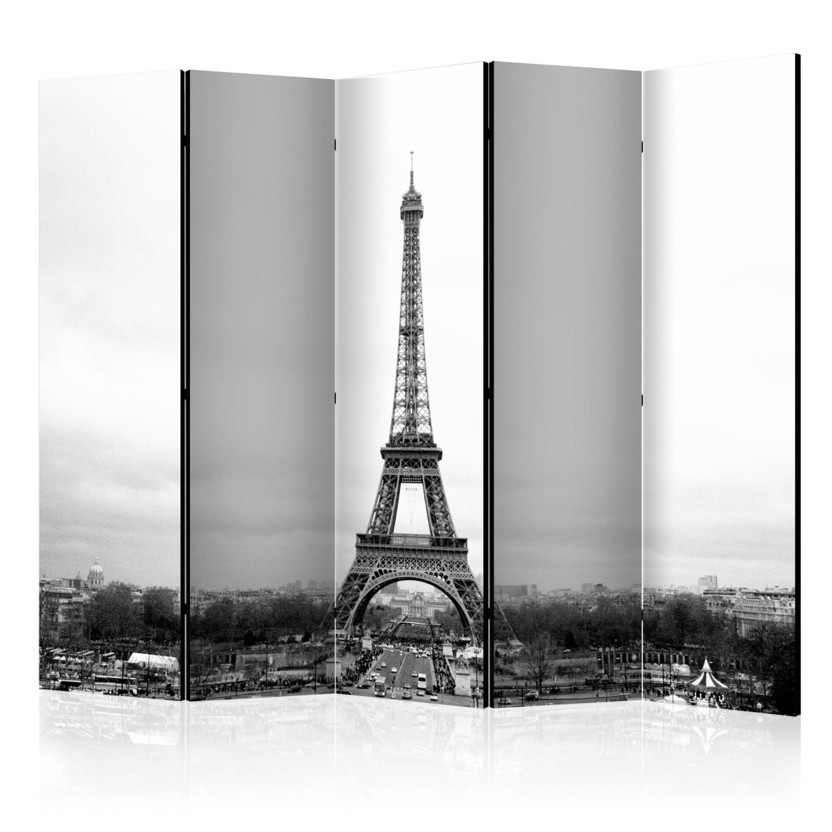 Paravent 5 volets Paris séparateur de pièce géant noir et blanc déco