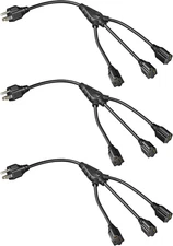 DEWENWILS Extension Cord Splitter 1 to 3, 18 Inch 16/3 Heavy Duty SJTW Wire, 3 P