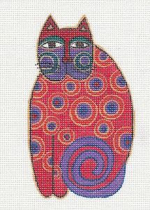 Toile Pour Point De Croix Laura Burch - Motif Chat Avec Moustaches, 14 Count, Pré-peinte