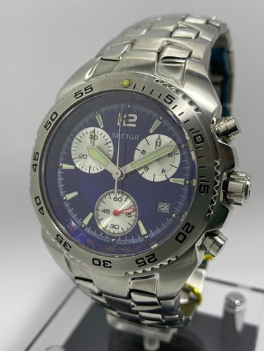 SECTOR,MENS,STEEL,CHRONO,DATE,SWISS MADE,WR100M,NEW OLD STOCK,FREE SHIPPING - Foto 12 di 24