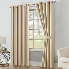 Thick Thermal Blackout Curtains Ready Made Eyelet Ring Top Pair Panel +Tie Backs