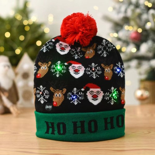 Christmas Knit Beanie Hat with Lights Xmas Santa Hat Snowflake Snowman Skull Cap - Picture 27 of 32