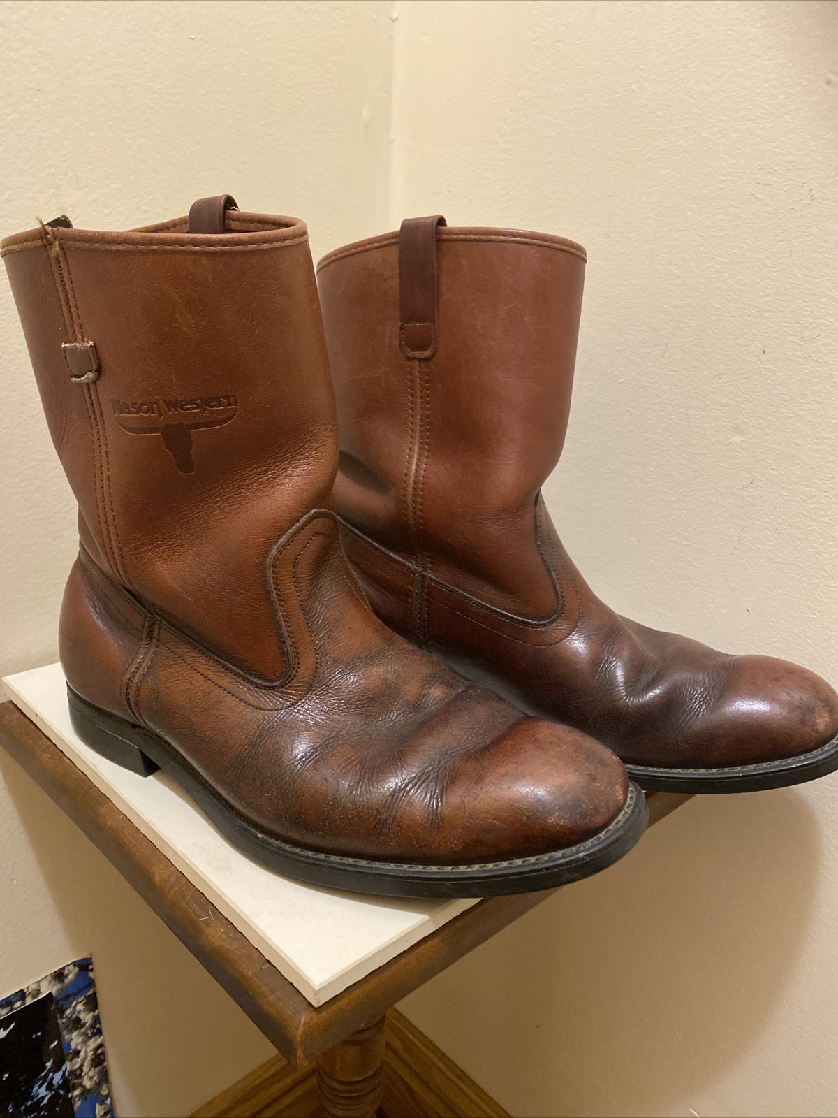 Mens Mason Western Leather Boots Vibram 
