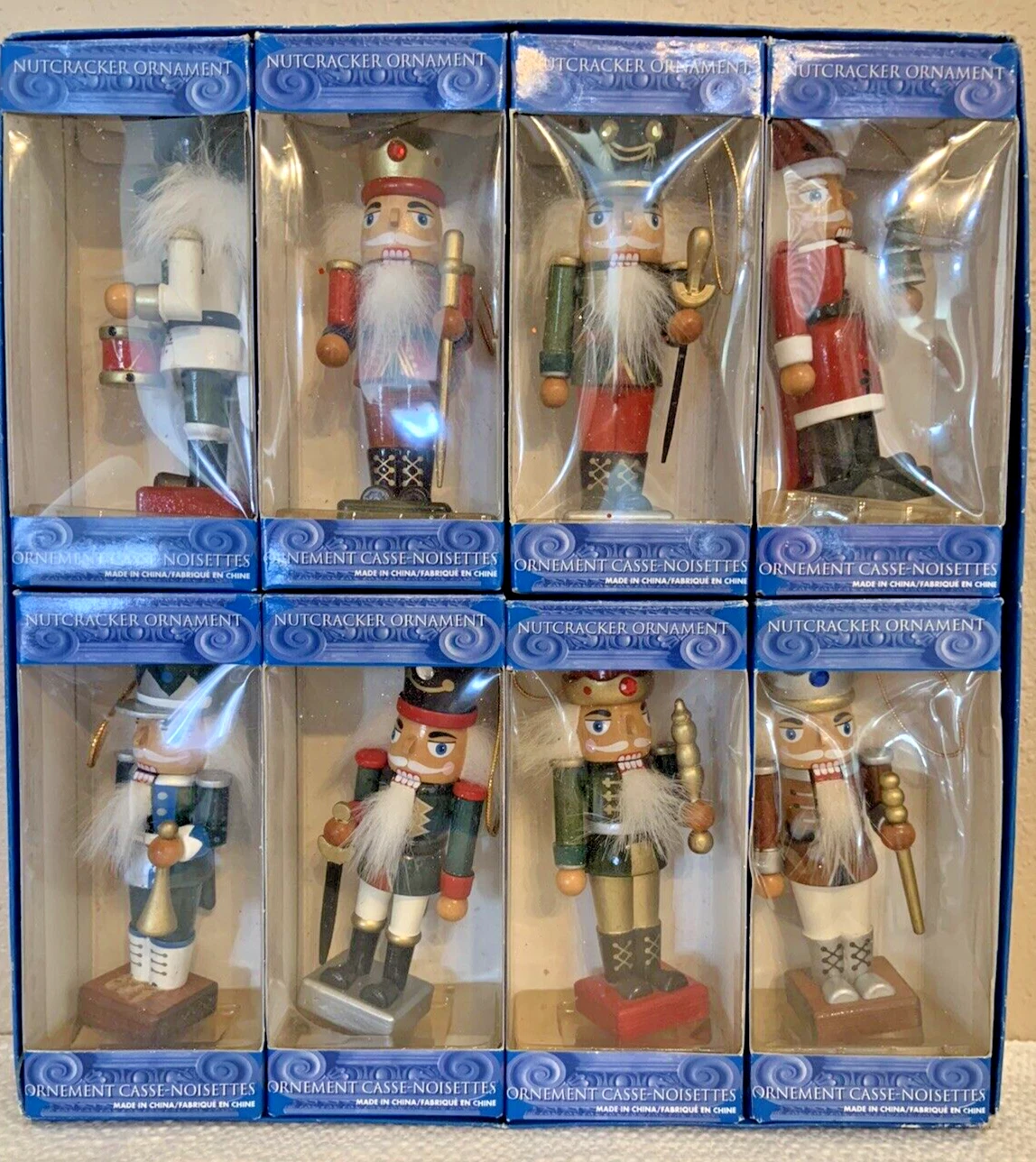Wood Nutcracker Ornament Set of 8 Colorful 5" with Original Boxes - Costco