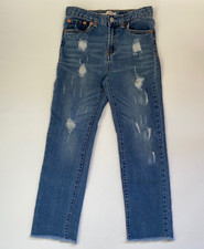 Levis Jeans Girls 12 Youth Blue Denim High Rise Ankle Straight Distressed Jeans