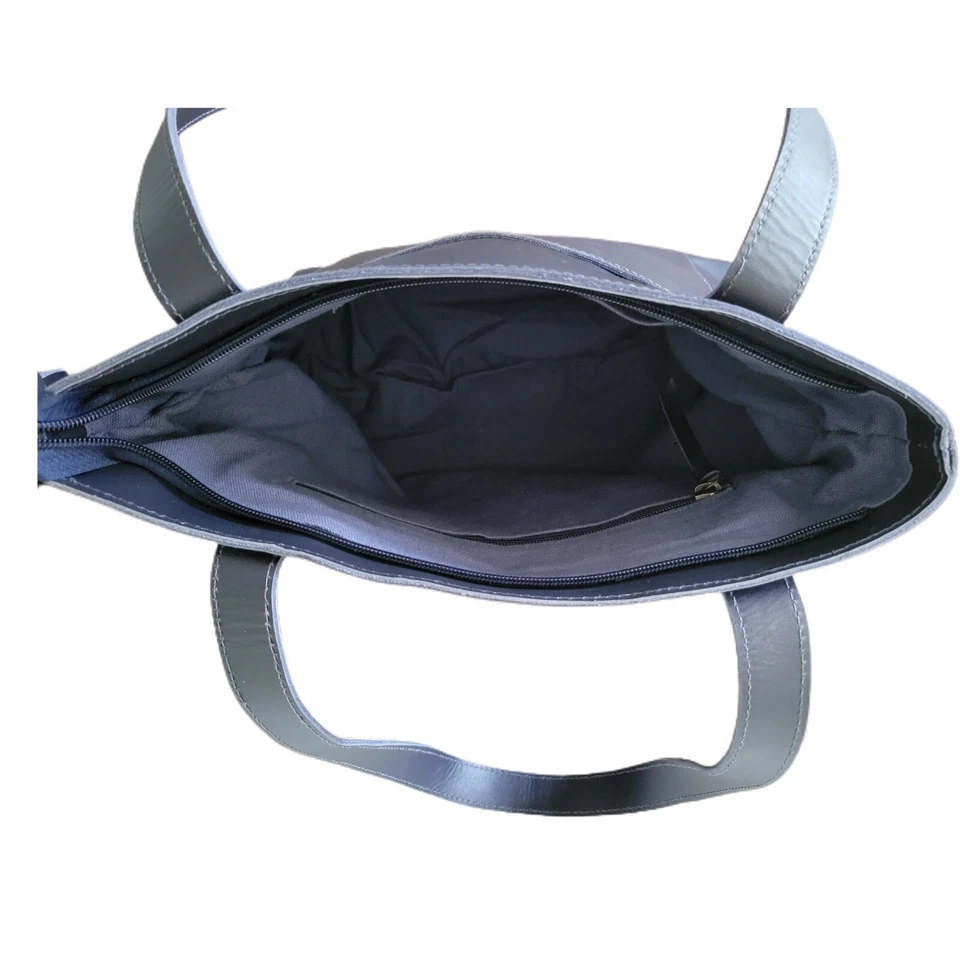 NUEVO bolso de mano azul marino, cuero genuino, bolso de cuero de grano superior Foto 2 de 4