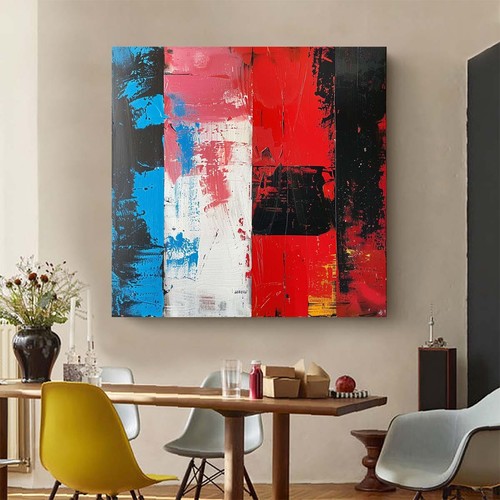 Hand Painted red Abstract Painting Texture Acrylic Modern blue Art Oil Painting - Picture 1 of 6