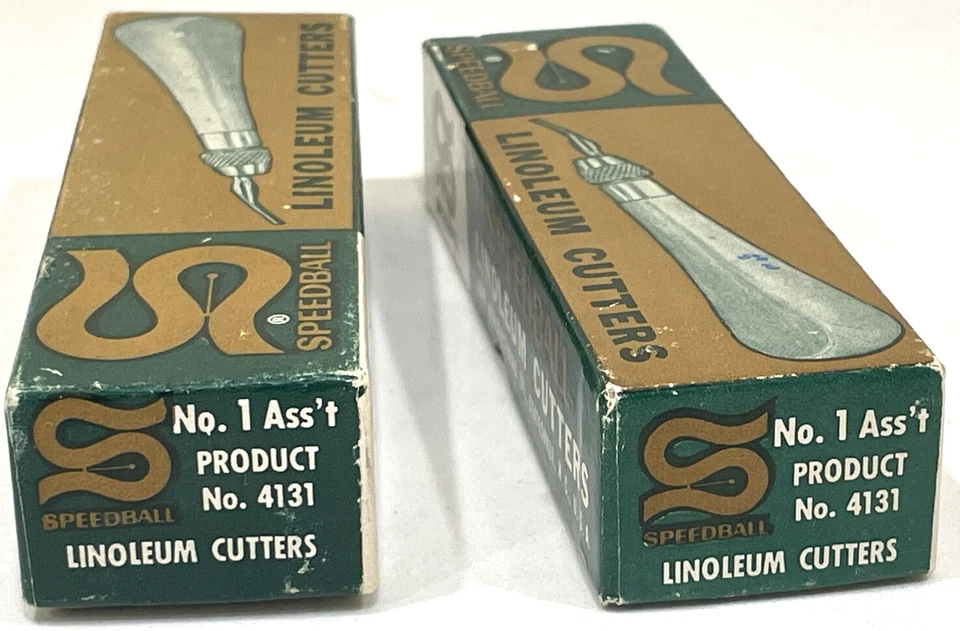 VTG Lot 2 No. 1 Speedball Linoleum Cutter Tools 2 Blades Orig Box No. 4131 USA - Image 2 of 4