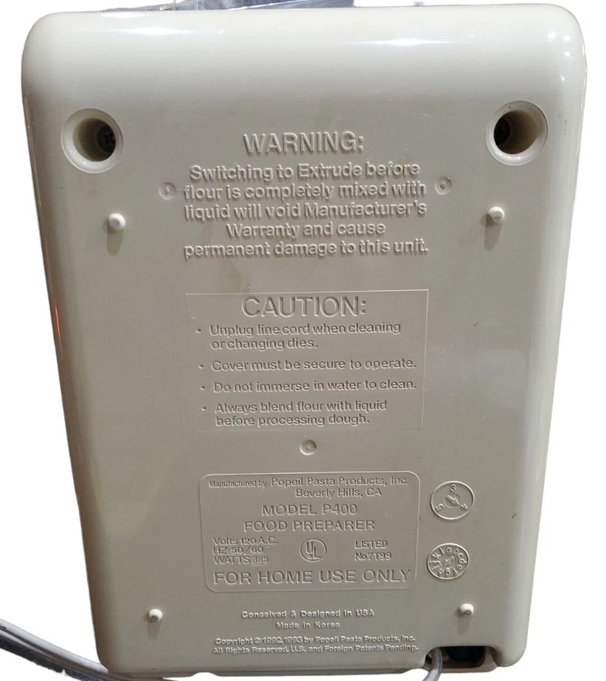 Vintage Popeil's Automatic Pasta Maker W/ 12 Attachments, Recipes & Instructions - Image 4 of 4