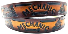 MECHANIC TOOL CAR TRUCK EMBOSSED GENUINE COWHIDE LEATHER BELT USA MADE
