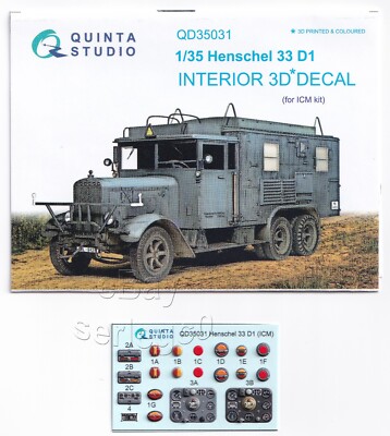 QD35031 Quinta Studio 1:35 Henschel 33 D1 Interior 3D Decal for ICM kits