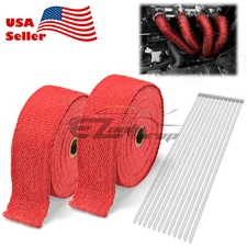 2 Rollx2" 50FT Red Exhaust Thermal Wrap Manifold Header Isolation Heat Tape