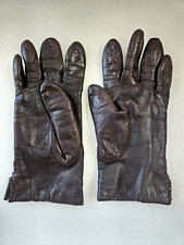 Vintage Women's Dark Brown Soft Leather Gloves, Size 7, in Very Good Condition.