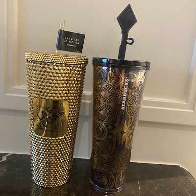 Starbucks Las Vegas Collection 2023 Gold Studded And Black Gold 24oz  Tumblers | eBay