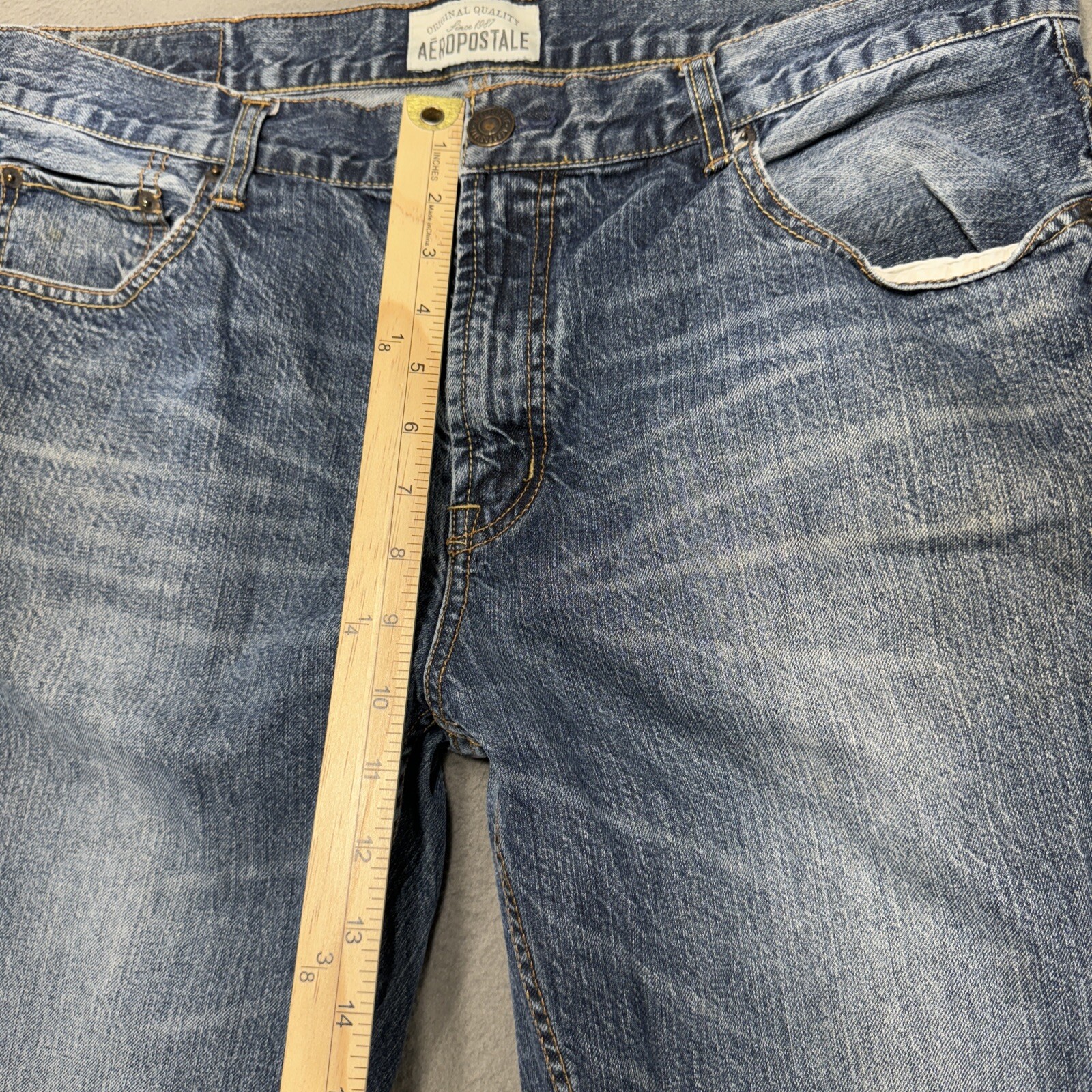 Aeropostale Jeans Mens 36x32* Blue Driggs Slim Bootcut Ameican Grunge Denim