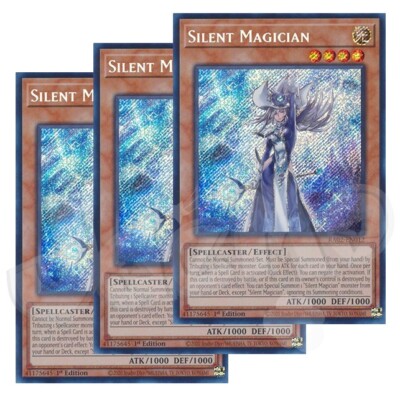 Yugioh - Silent Magician x 3 - 1st Edition Secret Rare NM - Free Holo Card
