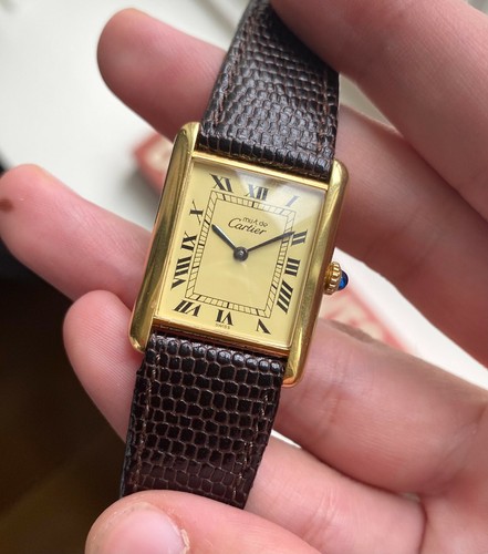 Vintage Cartier Tank Manual Wind Lemon 