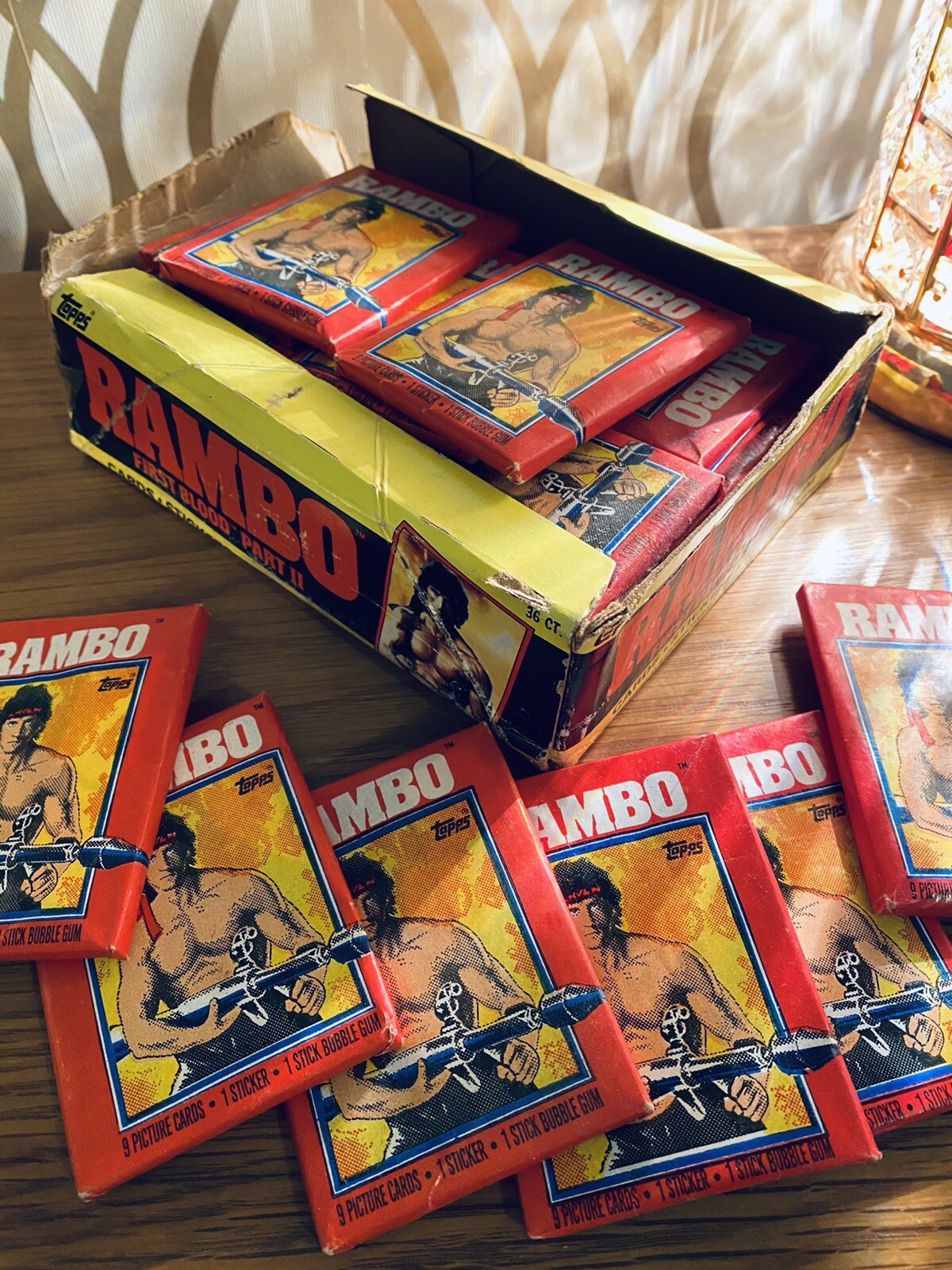 Rambo Trading Card Bubble Gum Box 1985 Sylvester Stallone Balboa **30