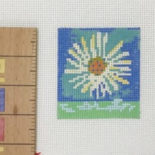 Birds of a Feather Handpainted HP Needlepoint Canvas Floral Tile white flower