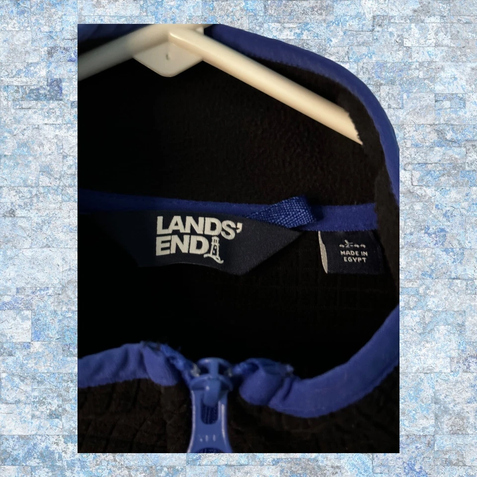 Land's End Full Zip 2 Pockets High Neck Size Large Black/Blue 100% Polyester - Image 2 of 4
