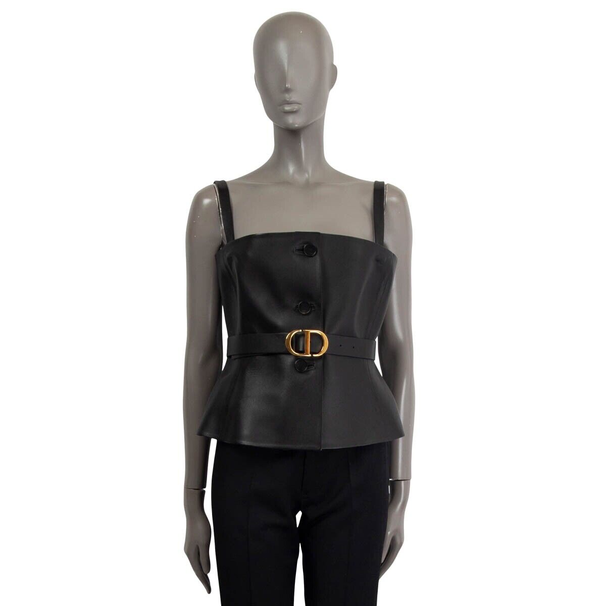 66867 auth CHRISTIAN DIOR black 2020 LEATHER BELTED BUSTIER 66867 auth CHRISTIAN DIOR black 2020 LEATHER BELTED BUSTIER