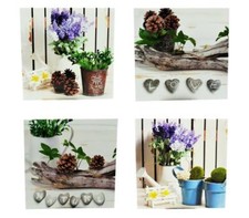 4 Stück Wandbilder Leinwand auf Holzrahmen je 16 x 16 cm Nature Lavendel Natur