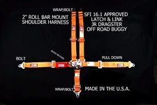 RJS RACING EQUIPMENT SFI 16.1 2" LATCH & LINK JR DRAGSTER HARNESS ORANGE 1001705