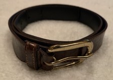 Brown Faux Leather Buckle Belt 36  Long. 1  Wide