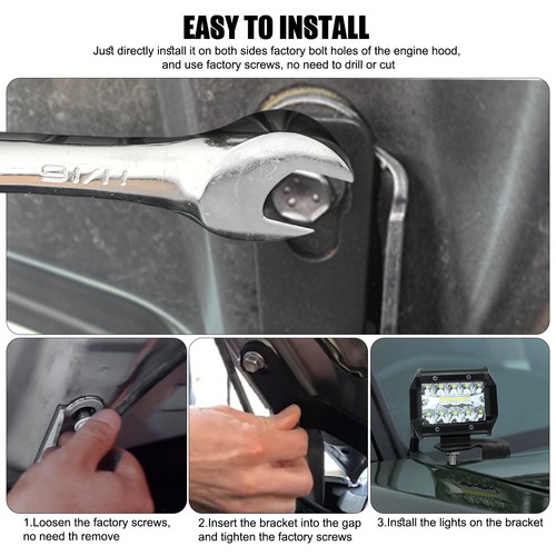 FOR 2016-2023 Toyota Tacoma Offroad Hood Hinge Ditch Light Pod Mounting Brackets - Picture 6 of 8