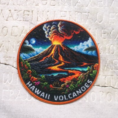 Hawaii Volcanoes National Park Patch Iron-on Applique Nature Badge, Mauna Loa