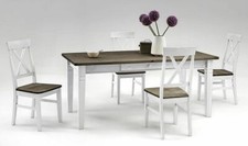 Massivholz Essgruppe 2farbig weiß grau NEU Kiefer massiv Tisch-gruppe mit Stühle