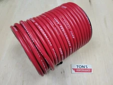 Ton's Performance 8mm RED silicone Spiral Core Spark plug wire 100' Feet roll