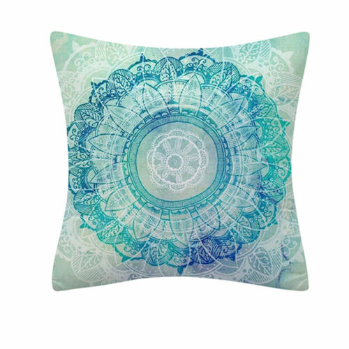 Aqua Turquoise Cushion Cover Floral Boho Mandala Home Decorative Cushion Cover - Picture 5 of 7