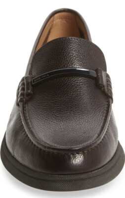Hugo Boss Brown Leather Sienne Bit Dress Mens Loafers Buckle 
